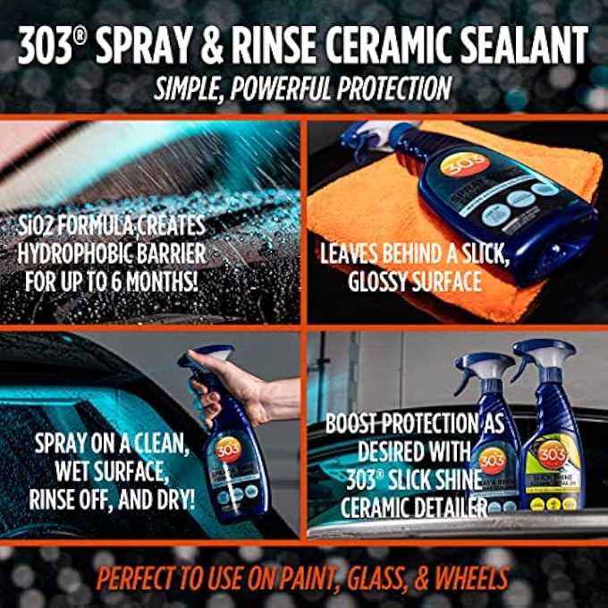 303 SPRAY & RINSE CERAMIC SEALANT  QUICK CERAMIC COATING  WATER-ACTIVATED SIO2 FORMULA  6 MONTHS OF PROTECTION  WATER REPELLENT CERAMIC SPRAY  EASY TO USE  16 OZ (PACK OF 1) (30262) - Image 3